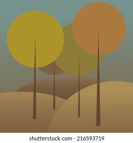 Stylized Illustration of Autumn Forest