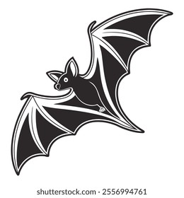 A stylized illustration of a bat in flight with detailed wings.