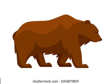 Stylized illustration of bear. Woodland forest animal on white background.