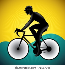 Stylized illustration of bicycle driver. Vector illustration.