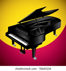 Stylized illustration of big piano. Vector illustration.