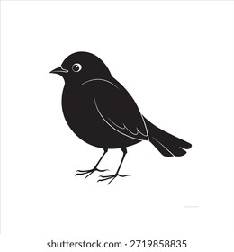 A stylized illustration of a bird, centered in the frame, against a completely white  background