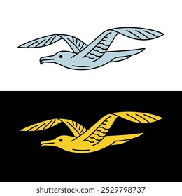 Stylized illustration of a bird. Icon of a soaring bird, seagull, albatross or frigate. Symbol of Kiribati and freedom.