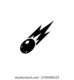 A stylized illustration of a black bowling ball with lightning bolts, conveying speed and energy, set against a clean white background. The image is a dynamic and eye-catching representation of the excitement and thrill of bowling.