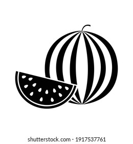 Stylized illustration black whole and sliced watermelon icon isolated on white background eps 10
