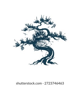 Eine stilisierte Illustration eines Bonsai-Baums auf weißem Hintergrund