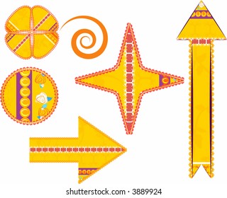 Stylized illustration of a bright flower patterned Shapes.