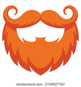 Ilustração estilizada de uma barba laranja brilhante e bigode com extremidades enroladas, colocada sobre um fundo branco. Este gráfico representa o cabelo facial.