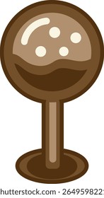 A stylized illustration of a brown lollipop.