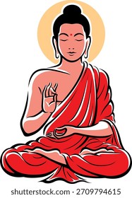 Stylized Illustration Buddha Isolated On White Stock Vector