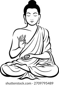 Stylized Illustration Buddha Isolated On White Stock Vector