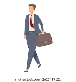 Stylized illustration of a businessman in a suit carrying a briefcase, depicting motion and professionalism