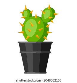 Stylized illustration of cactus in pot. Image for design or decoration.