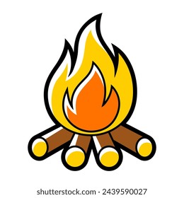 Stylized illustration of campfire. Nature icon for outdoor design.