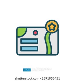 A stylized illustration of a card featuring a star badge, suitable for representing achievements or rewards.