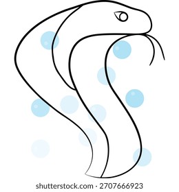 Stylized illustration of a cobra with bubbles on a white background
