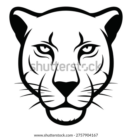 Stylized illustration of a cougars face in black and white colors icon