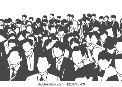 Stylized illustration of crowd of business men and women