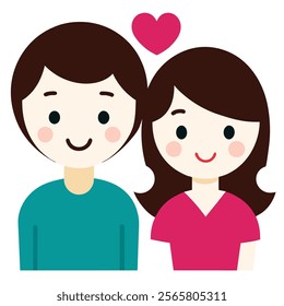 Stylized illustration of a cute couple in love