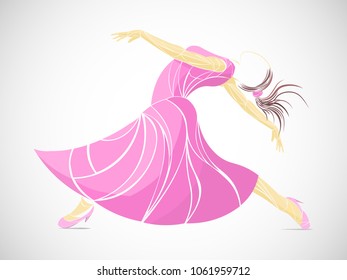 stylized illustration of dancing girl, ballet, gymnast