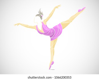 stylized illustration of dancing girl, ballet, gymnast. Pastel color vector
