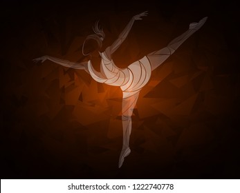 stylized illustration of dancing girl, ballet, gymnast