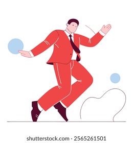 Stylized Illustration of a Dancing Man in an Orange Suit