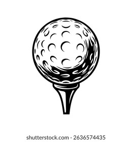Stylized illustration depicting a golf ball with dimples, ready for a swing.