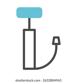 Stylized illustration depicting a simplistic air pump device with vibrant, bold colors