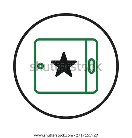 A stylized illustration depicts a digital tablet icon featuring a star emblem on its display symbolizing technological innovation, modern connectivity, and portable electronic devices. Representing