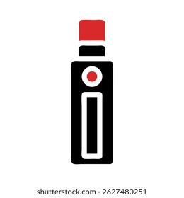 Stylized illustration of a device with a red top against white background