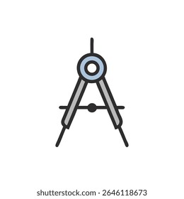 Stylized illustration of a drafting compass set against a black backdrop. The composition is minimalist, showcasing precision and graphic clarity.