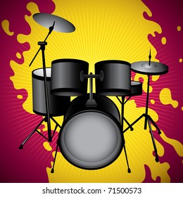 Stylized illustration of drum set. Vector illustration.