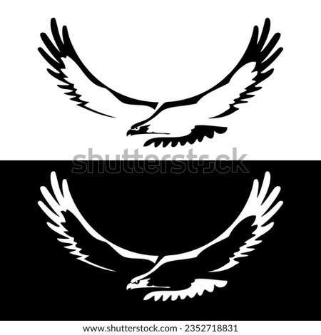 Stylized illustration of an eagle. Soaring bird icon. Symbol of freedom and nature.