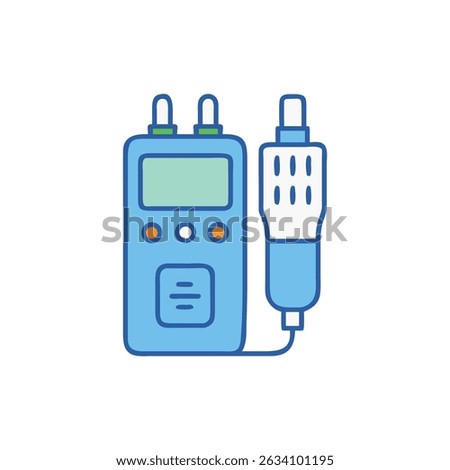 Stylized illustration of electronic device and probe for medical use
