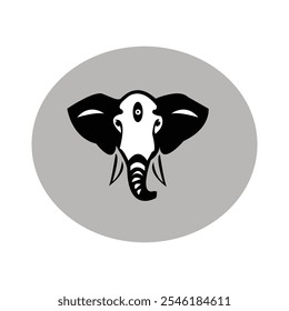 a stylized illustration of a elephant head, rendered solely in shades of black, with clean lines and bold forms, serving as a sleek logo, with the cow's facial features simplified yet still expressive