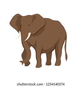 Stylized illustration of elephant. Wild African savanna animal on white background.
