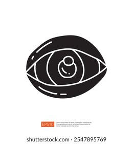 A stylized illustration of an eye, featuring bold lines and a simplistic design, emphasizing vision and perception.