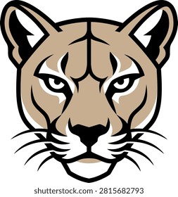 Stylized illustration of a fierce cougar's head with sharp features and intense gaze