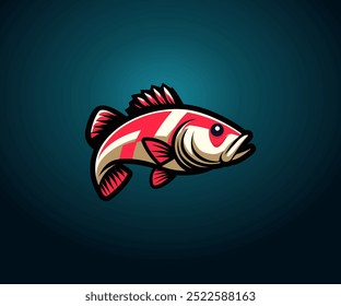 A stylized illustration of a fish with vibrant colors and design.