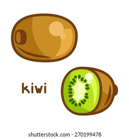 Stylized illustration of fresh kiwi on white background.