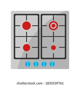 Stylized illustration of gas stove. Home appliance or household item for advertising and shopping.