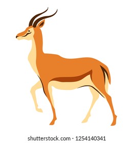Stylized illustration of gazelle. Wild African savanna animal on white background.