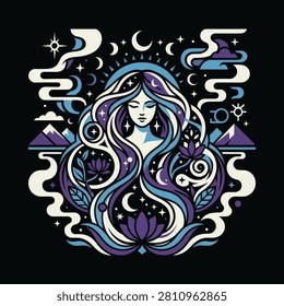 A stylized illustration goddess