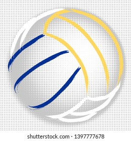 Stylized illustration hand drawing of a volleyball with a halftone background. Sport vector 