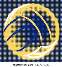 Stylized illustration hand drawing of a volleyball with a halftone background. Sport vector 