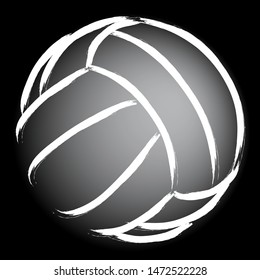 Stylized illustration hand drawing of a volleyball with a halftone background. Sport vector 