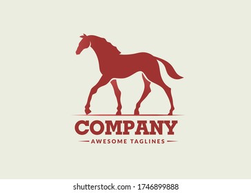 stylized illustration of Horse Silhouette Logo Design 