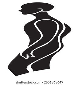 Stylized illustration of a human silhouette with a prominent, curved spine, symbolizing spinal health, chiropractic care, and physical well-being. Features flowing lines suggesting movement and suppor