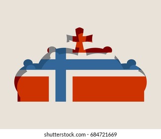 Stylized Illustration Of The Imperial State Crown. Flag Of The Norway.
